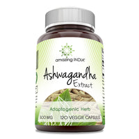 Thumbnail for Amazing India Ashwagandha Extract 500 Mg | Veggie Capsules Supplement | Non-GMO | Gluten-Free | Made in USA (1 Pack | 120 Count)