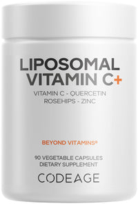 Thumbnail for Codeage Liposomal Vitamin C Vitamins with Zinc, Elderberry, Citrus Bioflavonoids Ascorbic Acid, Quercetin & Rose Hips Fruit, Vitamina C Liposomal Supplement Pills - Non-GMO, Vegan - 90 Capsules