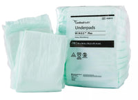 Thumbnail for Cardinal Health™ Underpads, Wings™ Plus, Heavy Absorbency, Green, 30 x 36IN, Case of 50