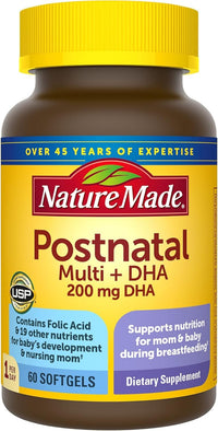 Thumbnail for Nature Made Postnatal Multivitamin + DHA 200 mg, 60 Softgels, to Support Nursing Moms & Babies During Breastfeeding, Postnatal Vitamins & Nutrients Include Iron, Vitamin D3, Calcium, Iodine