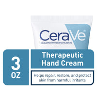 Thumbnail for CeraVe Therapeutic Hand Cream for Dry Cracked Hands With Hyaluronic Acid and Niacinamide, Fragrance Free 3 Ounce