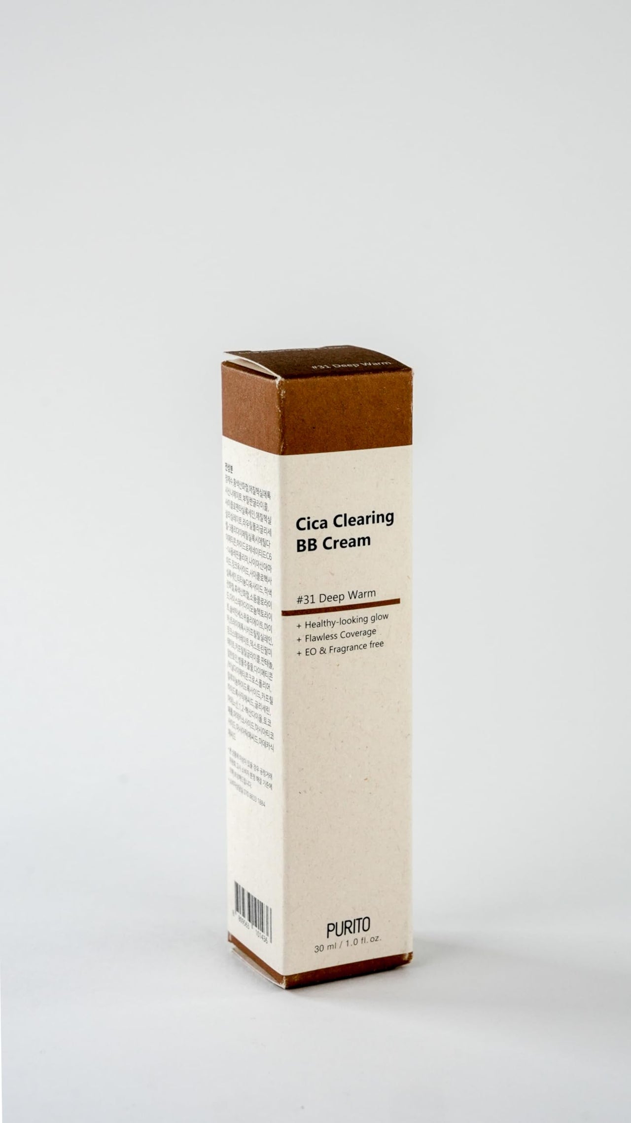 PURITO Cica Clearing BB Cream #31 Deep Warm 1 fl.oz / 30ml, Vegan bb cream, foundation, cruelty free