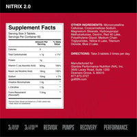 Thumbnail for BSN NITRIX 2.0, Workout Supplement, Nitric Oxide Precursors, 3g Creatine, 3g L Citrulline, L-Citrulline, Supports Workout Performance, Pumps, Muscle Recovery and Endurance, 180 Tablets, 60 Servings