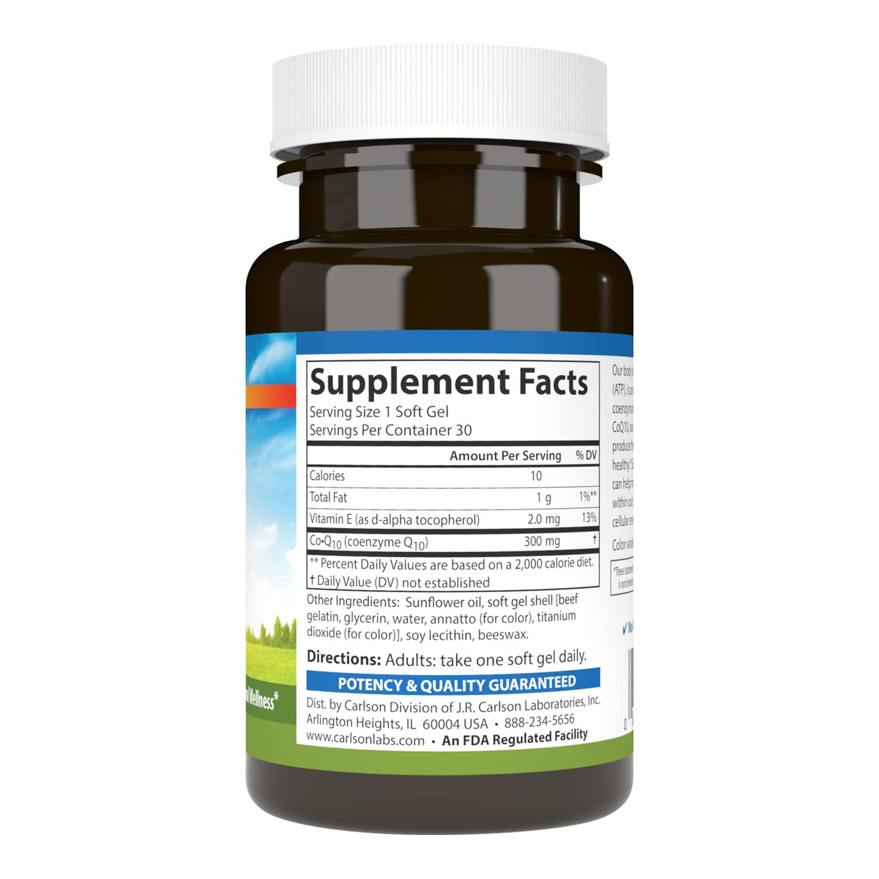 Carlson - Co-Q10, 300 mg of CoEnzyme Q10, Promotes Normal Energy Production & Heart Function, 30 soft gels