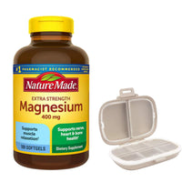 Thumbnail for Nature Made Extra Strength Magnesium 400 mg., 180 Softgelsm Bundle with a Pill Oragnizer (2 Items)