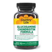 Thumbnail for Country Life Glucosamine Chondroitin 1500mg/1200mg - Supports Joint Health & Lubrication - Maintains Healthy Cartilage, Tendon, Joint Tissue - Gluten Free, Non-GMO - 90 Capsules - For Adults