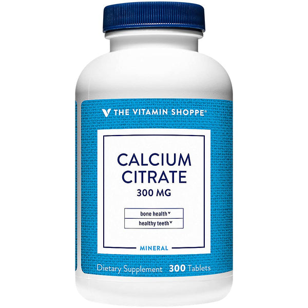 The Vitamin Shoppe Calcium Citrate 300MG - Bone Strength, Teeth Health & Muscle Function, Highly Absorbable (300 Tablets)