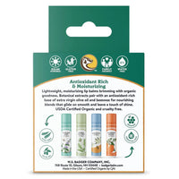 Thumbnail for Badger Classic Organic Lip Balm Set - Green Box, Long Lasting Lip Moisturizer Gift Set, Light Silky Texture, All Natural Lip Balm Variety Pack Lip-Set (Unscented, Tea Tree, Mint & Tangerine), 4 pack
