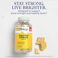 Thumbnail for Solaray Calcium Citrate 1000mg - Chelated Calcium Supplement - Supports Bone Strength and Healthy Teeth - Easy to Digest - Vegan - 68 Servings, 275 VegCaps