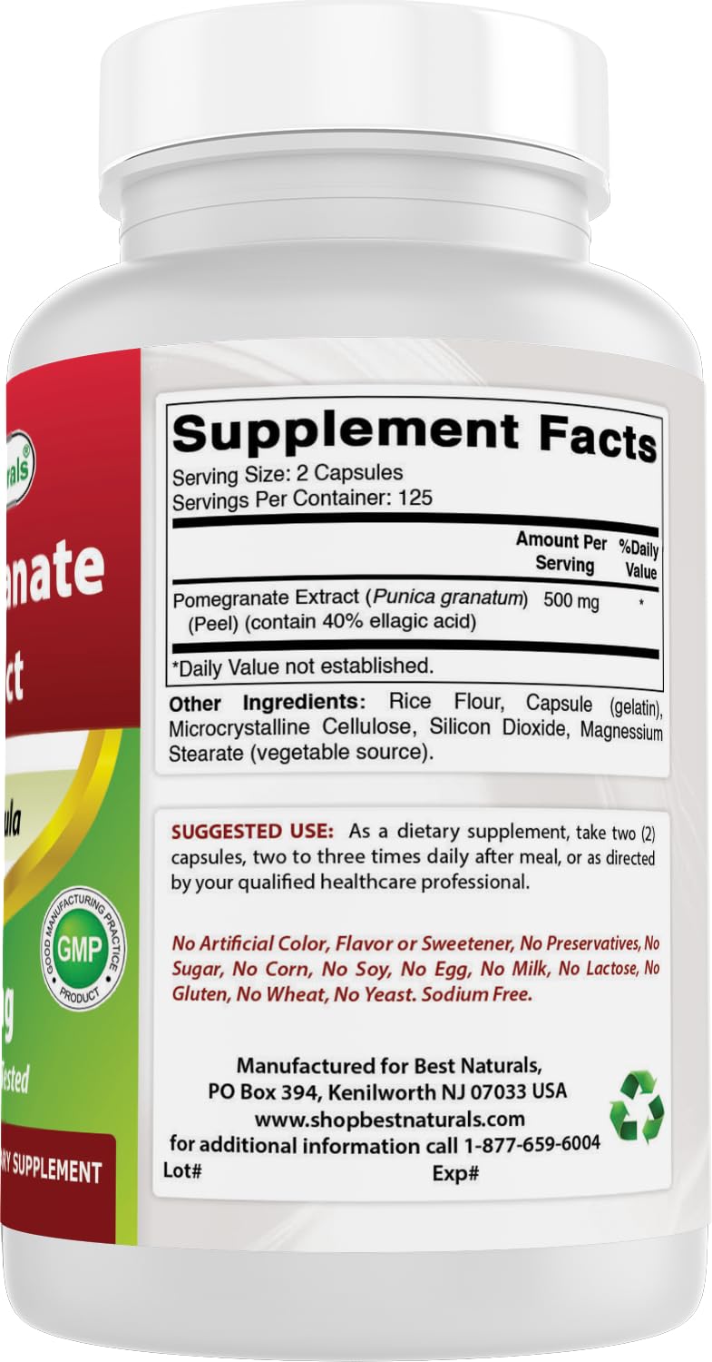 Best Naturals Pomegranate Extract 250 mg 250 Capsules