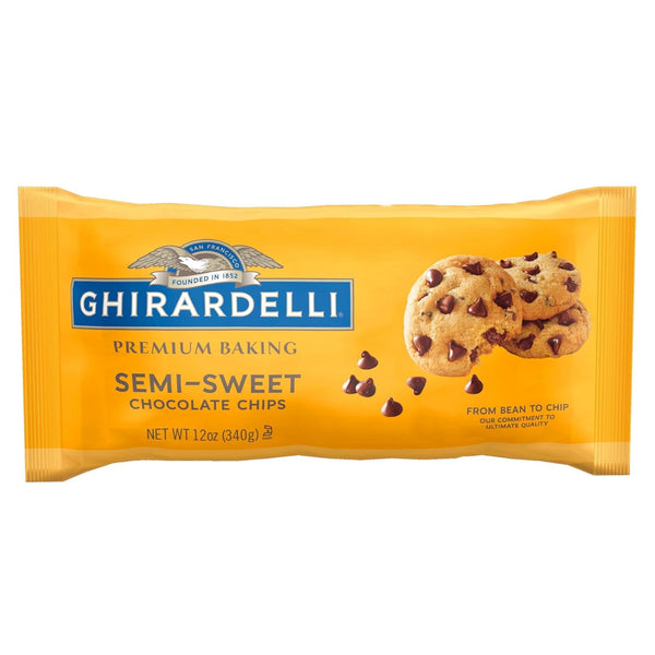 GHIRARDELLI Premium Baking Semi-Sweet Chocolate Chips, 12 oz Bag (6 Bags)