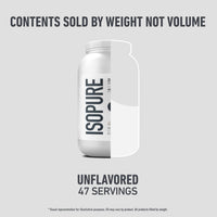 Thumbnail for Isopure Zero Carb 100% Pure Whey Isolate Protein Powder, Gluten Free, with Vitamins, Unflavored, 25g Protein Per Serving, 3 Lbs, 47 Servings (Packaging May Vary)