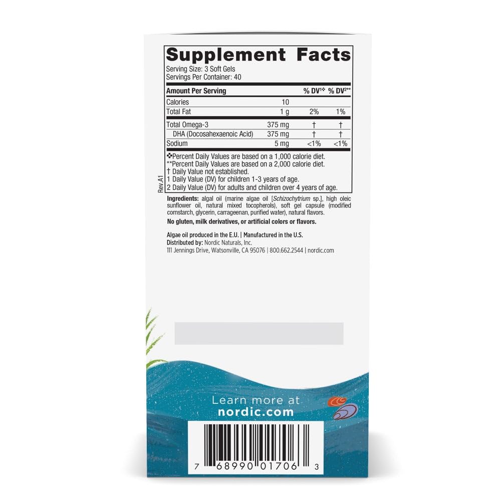 Nordic Naturals Children's DHA Vegetarian - Kids DHA Omega-3 Supplement -Algae Oil - Berry Lemonade Mini Chewables - Plant-Based Formula for Ages 3+ - 120 Soft Gels - 40 Servings