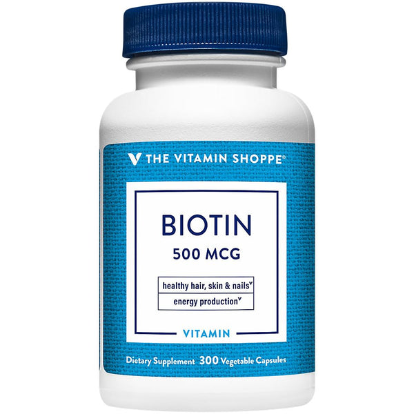 The Vitamin Shoppe Biotin 500MCG - Hair Growth, Skin Health & Nail Strength Support, High Potency B Vitamin