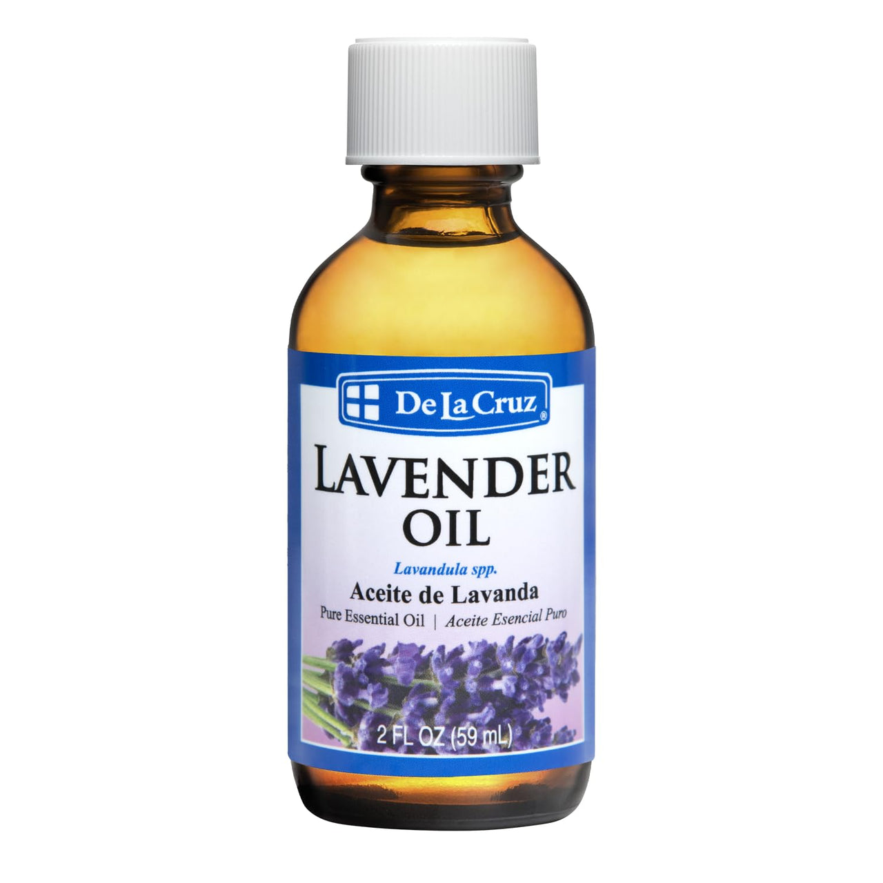 De La Cruz Lavender Essential Oil Steam-Distilled - 100% Pure Lavender Oil for Aromatherapy 2 Fl Oz (Pack of 1)