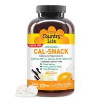 Thumbnail for Country Life Cal-Snack - Chewable Calcium Magnesium Supplement wafers with Vitamin D3, Easy to Digest, Vanilla Orange Flavor, Dietary Supplement