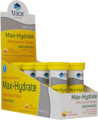 Thumbnail for Trace Minerals Max-Hydrate Endurance - Daily Energy Support Supplement - Electrolyte Supplement to Aid Against Muscle Cramps - Supplement to Support Hydration - Citrus, 10 Tabs (80 Servings)