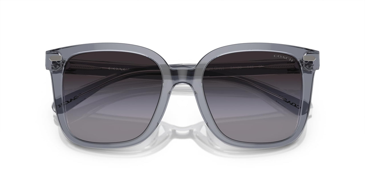 Coach HC8381F Low Bridge Fit Sunglasses, Dark Grey/Light Grey/Light Grey Gradient, 56 mm