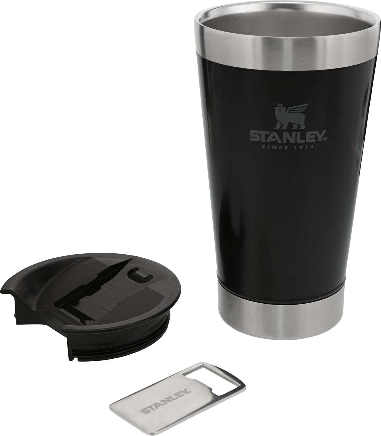 STANLEY Stay-Chill Beer Pint 16 oz | Wide Mouth Lid | Built-In Bottle Opener | Beer Tumbler Cup | Insulated Stainless Steel Pint Glass | BPA-Free | Matte Black