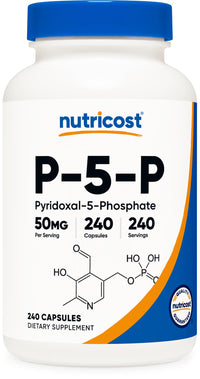 Thumbnail for Nutricost P5P Vitamin B6 Supplement 50mg, 240 Capsules (Pyridoxal-5-Phosphate) - Vegetarian Friendly, Non-GMO, Gluten Free