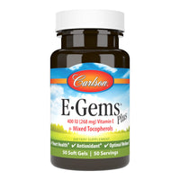 Thumbnail for Carlson Labs E-Gems Plus Natural Vitamin E, 400 IU, 50 Softgels
