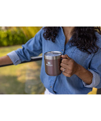 Thumbnail for Stanley Stay-Hot Camp Mug 12 oz | Press Fit Drink Through Lid | Cup for Coffee, Tea and Drinks | Insulated Stainless Steel Coffee Mug | BPA-Free | Rose Quartz Glow