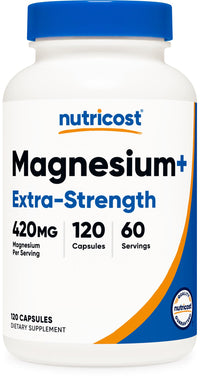 Thumbnail for Nutricost Magnesium+ Extra Strength 420mg, 120 Capsules - 60 Servings. Magnesium Oxide and Glycinate - Non-GMO, Gluten Free, Vegan Friendly