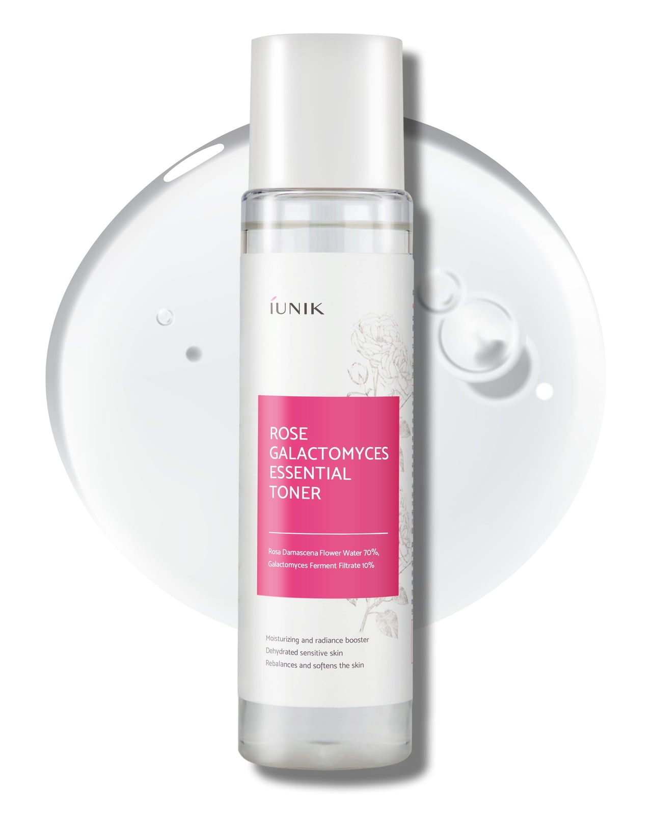 IUNIK Rose Galactomyces Essential Alcohol-Free Vegan Face Toner 6.7 Fl Oz - Natural Rose Water 70% Hydrating Moisturizer with Organic Rosewater Moisturizing Pore Minimizing Deep Nourishing