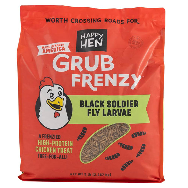 Happy Hen Treats Grub Frenzy North American, 5 Pounds. All Natural Dried BSFL for Backyard Poultry