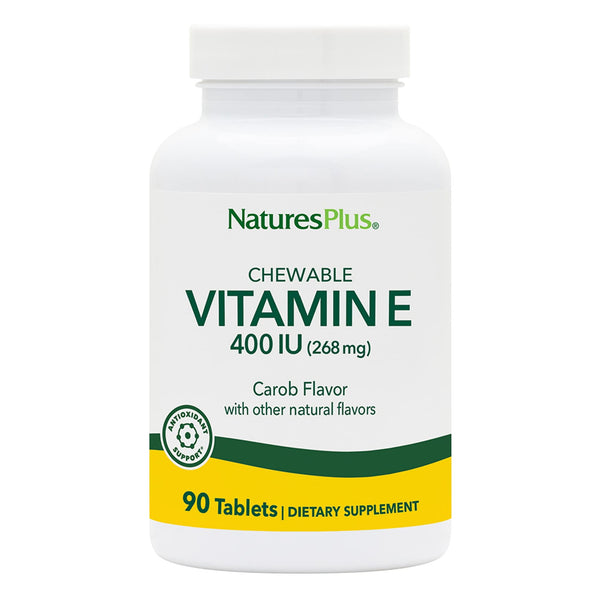 NaturesPlus Vitamin E 400 IU, Natural Carob Flavor - 90 Chewables - Supports Immune Health - Free Radical Protection - Gluten Free, Vegetarian - 90 Servings