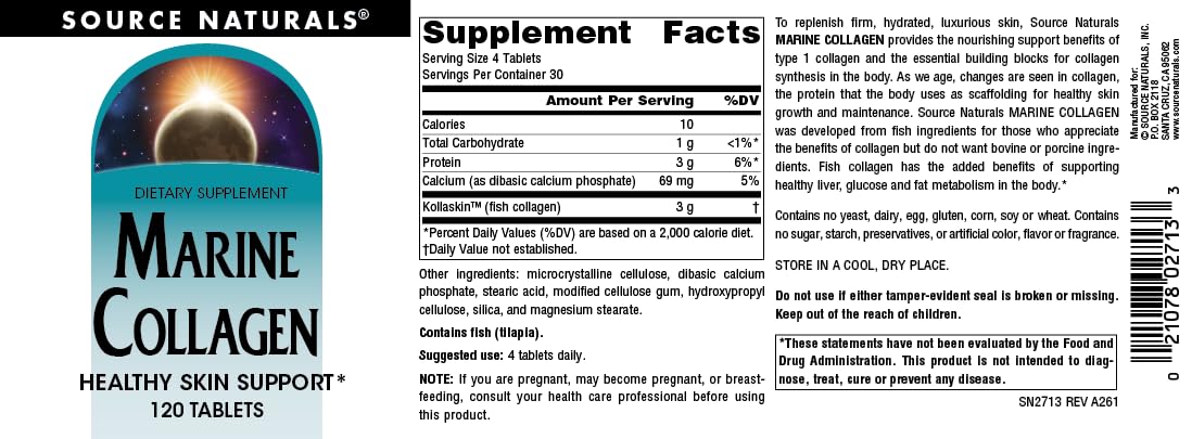Source Naturals Marine Collagen, Healthy Skin Support* - 120 Tablets