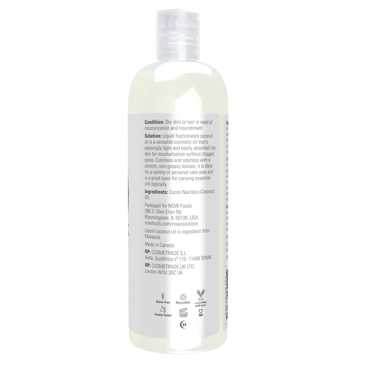 NOW Solutions, Liquid Coconut Oil, Light and Nourishing, Promotes Healthy-Looking Skin and Hair, 16-Ounce (Pack of 2)