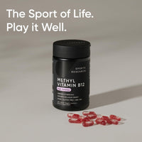Thumbnail for Sports Research® Vitamin B12 as Methylcobalamin 5000mcg - High Potency Vegan B12 w/Coconut MCT Oil for Energy Metabolism Support - Vegan Certified · Non-GMO · Gluten Free - 120 Liquid Caps