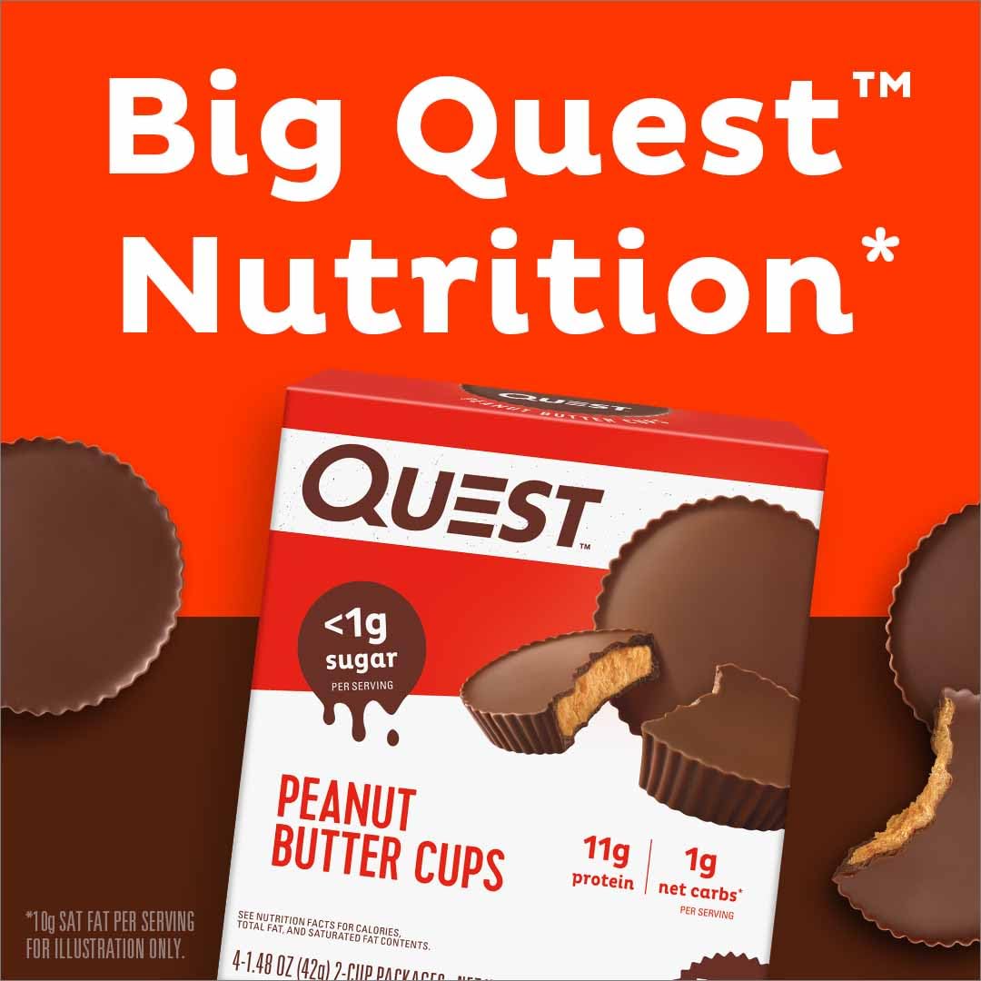 Quest Nutrition Peanut Butter Cups, 11g Protein, 1g Sugar, Low Carb, Gluten Free, Keto Friendly, 12 Count
