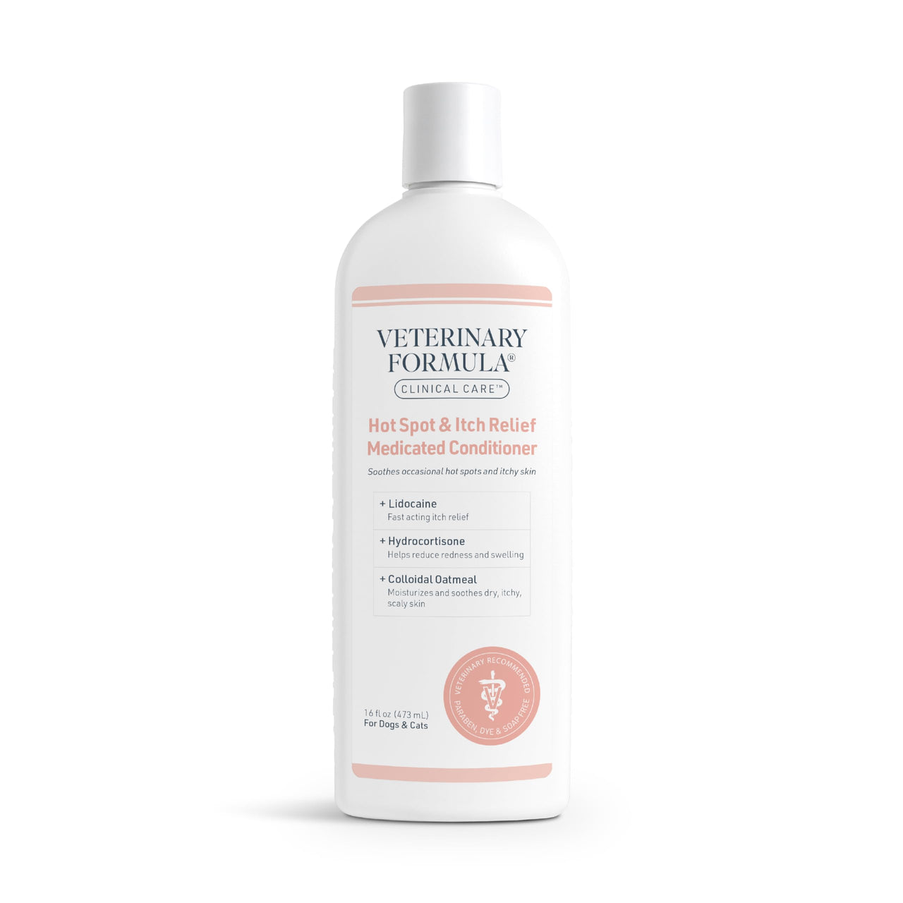 Veterinary Formula Clinical Care Hot Spot & Itch Relief Cat & Dog Medicated Conditioner, 16 oz – Oatmeal Conditions Skin for a Lustrous Coat, Formulated to Help Alleviate Itchy Skin