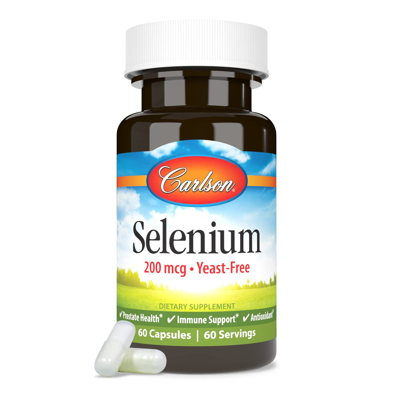 Carlson - Selenium, 200 mcg Yeast-Free, Prostate Health & Immune Support, Antioxidant, 60 Capsules