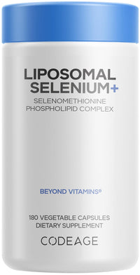 Thumbnail for Codeage Selenium 200 mcg Supplement, 6-Month Supply, Immune Support, Mineral Cofactor Selenomethionine, Phospholipids, Vegan, Liposomal Delivery, 180 Capsules