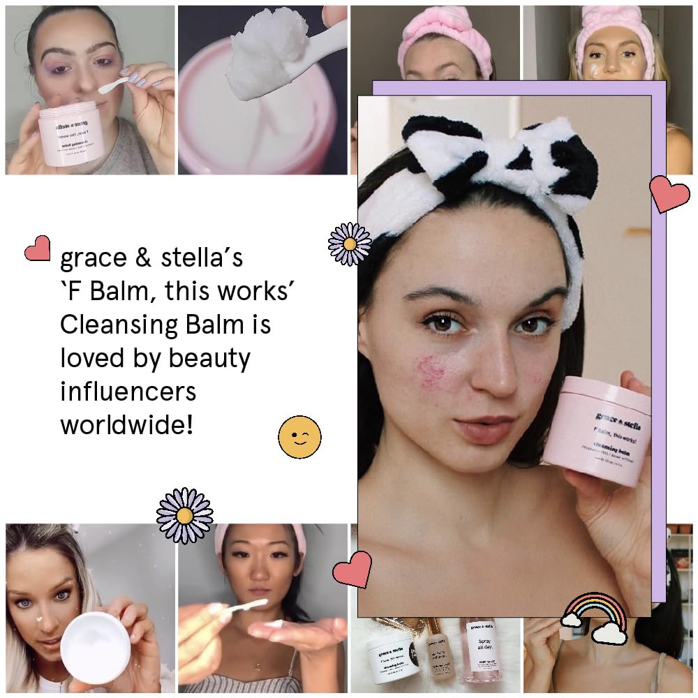 grace & stella Cleansing Balm - Travel Size Makeup Remover - Deep Cleansing & Hydrating Face Cleanser - Dissolves Waterproof Make Up, SPF & Impurities - Gentle on Skin - Vegan Skincare (41 g/ 4.3 oz)