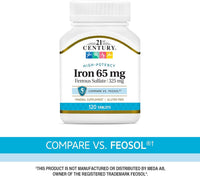 Thumbnail for 21st Century Iron 65 mg Ferrous Sulfate 325 mg Tablets, 120 Count