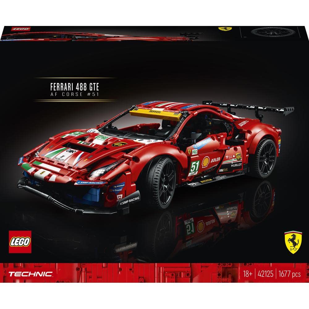 Lego 42125 Technic Ferrari 488 GTE “AF Corse #51” Super Sports Car Exclusive Collectible Model, Collectors Set for Adults