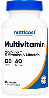 Thumbnail for Nutricost Multivitamin with Probiotics 120 Vegetarian Capsules - Packed with Vitamins & Minerals