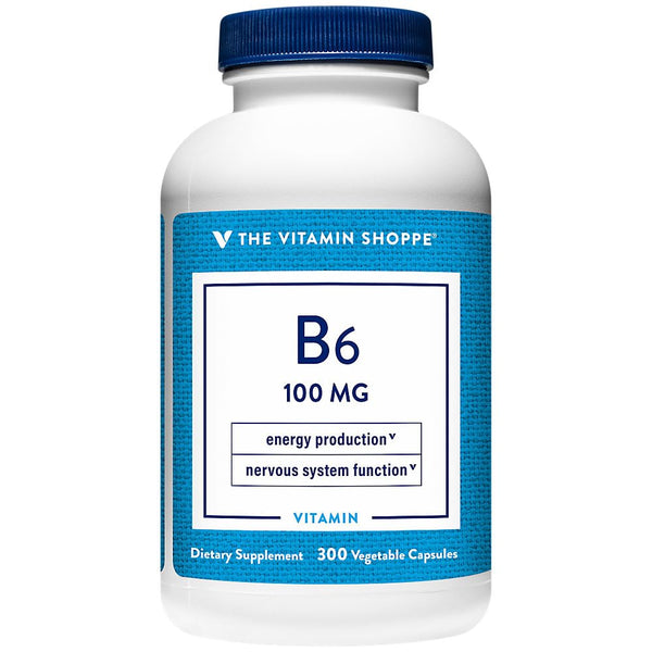 Image 1 of The Vitamin Shoppe Vitamin B6 100mg - Energy Metabolism & Brain Function | Pyridoxine HCL | 300 Veggie Capsules | Gluten-Free Non-GMO
