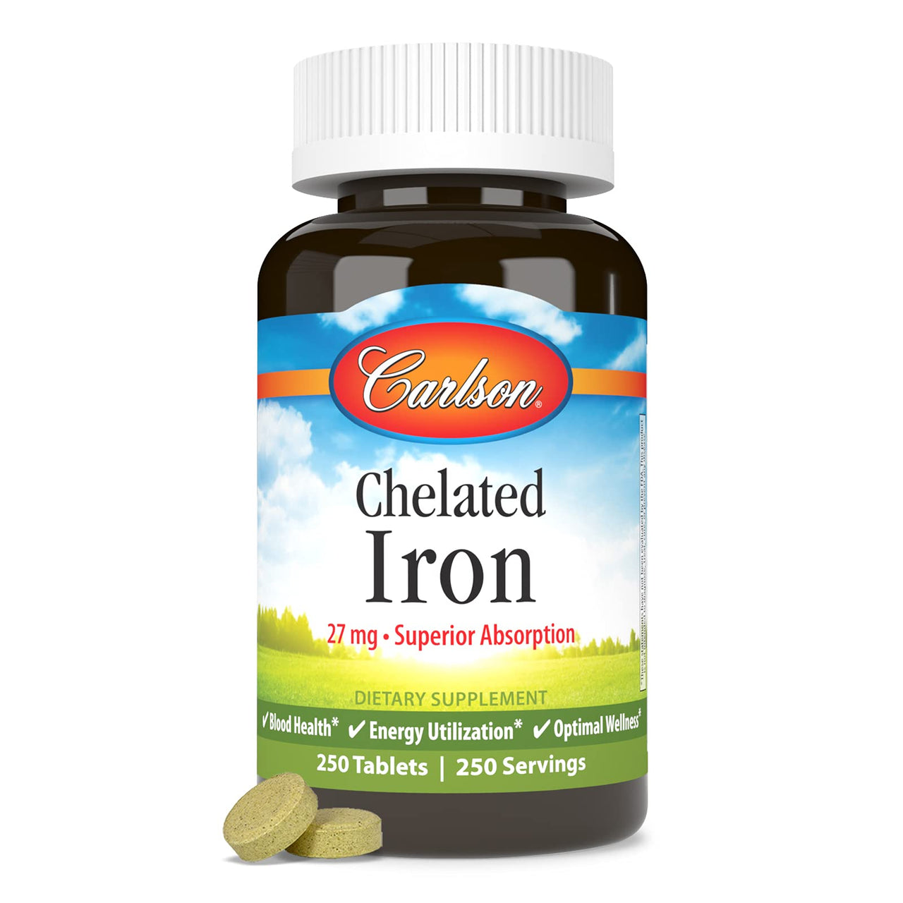 Carlson Labs Chelated Iron 27mg, 250 Tablets
