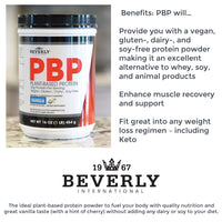 Thumbnail for Beverly International PBP, Plant Based Protein. Vegan, Gluten, Dairy, Soy-Free. Great Vanilla Taste, Smooth, Easy to Digest, 21g Protein per Serving, (15 Servings) 1lb. Complete Amino Acid Profile.
