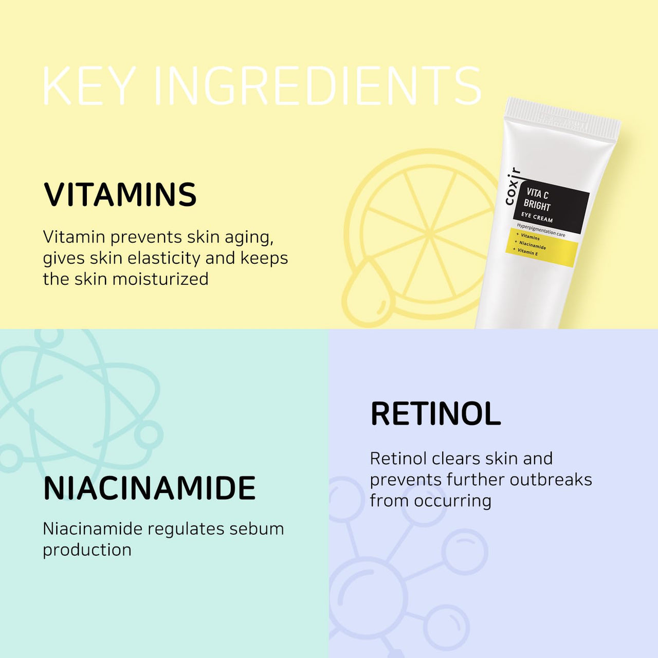 coxir VITA C EYE CREAM l Niacinamide eye cream for intensive eye care with vitamins/Cruelty-Free,No Paraben [30ml/1.01 fl.oz.]