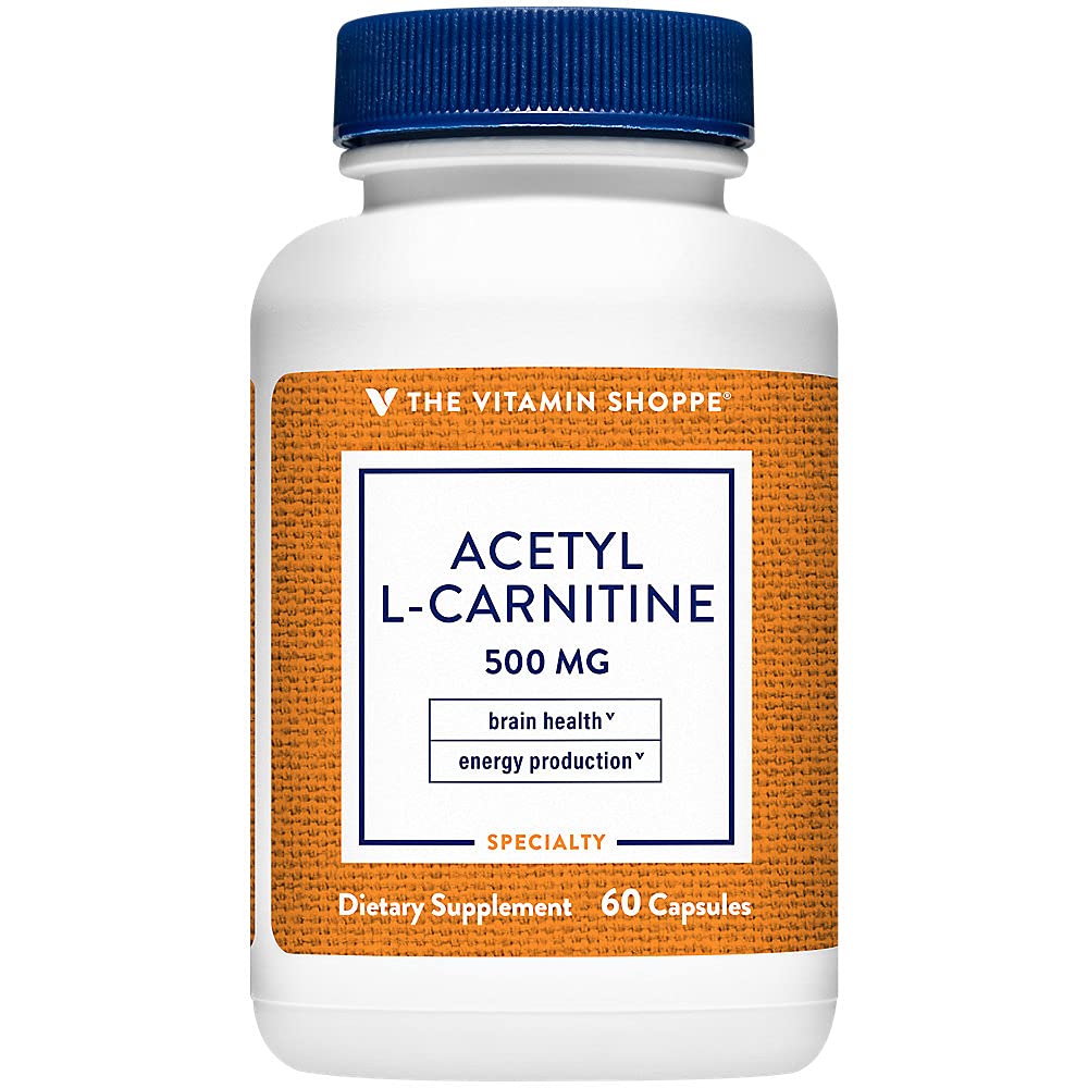 The Vitamin Shoppe Acetyl-L-Carnitine 500mg – Supports Healthy Brain & Memory Function, Promotes Energy Production – Carnipure™ Offers Purest Form of L-Carnitine (60 Capsules)