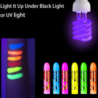Thumbnail for 12 PCS Glow Face Body Paint, Glow In The Dark Under UV Black Light Sticks Makeup Neon Face Painting Kits for Adult Halloween Festival Accessory Glow Party Supplies