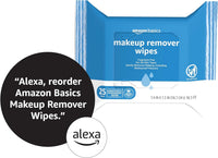 Thumbnail for Amazon Basics Makeup Remover Wipes, Gentle Cleansing, Dermatologist Tested, Fragrance-Free, Plant Based, Alcohol-Free, Removes Waterproof Mascara, 25 Count Per Pack, Pack of 1