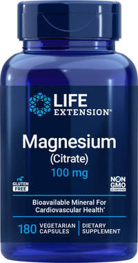 Thumbnail for Life Extension Magnesium Citrate 100mg, 180 Veg Caps - Natural Mag Supplement - 100 mg Mineral Support Capsules - Vegetarian, Non-GMO