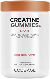 Thumbnail for Codeage Creatine Monohydrate Gummies Supplement - 5000mg Creatine - AstraGin Panax & Astralagus - Sport Gummy - Mixed Berry Flavor - Kettlebell Shape Vitamins - Vegan - Non-GMO - 120 Gummies